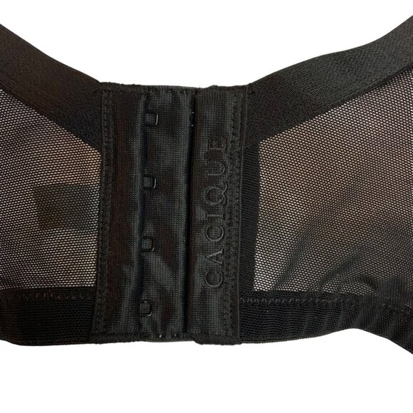 Cacique Modern Collection Lightly Lined Lace Balconette Bra Black Size 46C - Picture 3 of 6